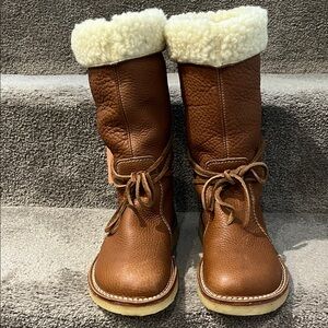 Brown Shearling-Lined Winter Boots